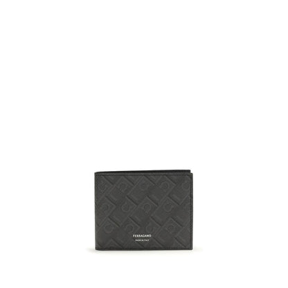 Portefeuille en cuir de veau noir Bos Taurus Ferragamo