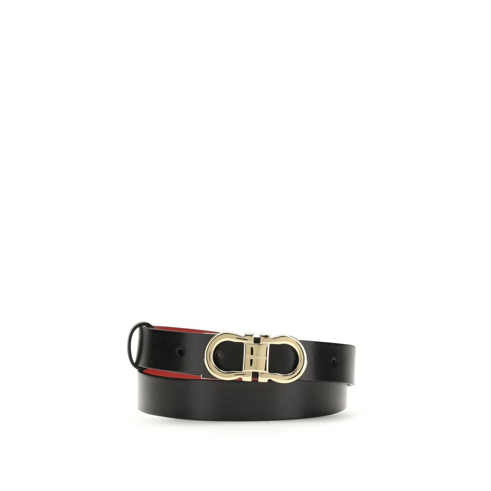 Ferragamo Black Bos Taurus Calf Leather Belt Regular