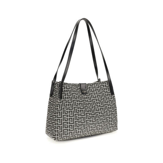 Bolso de Hombro Balmain de Algodón Negro