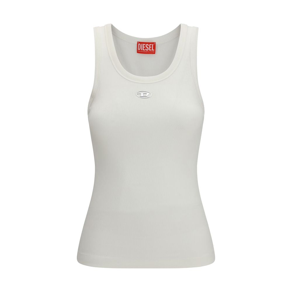 Camiseta sin mangas de algodón blanco Diesel