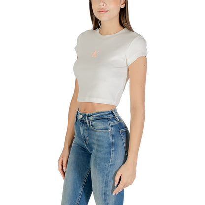 Camiseta Calvin Klein Jeans de algodón color crema