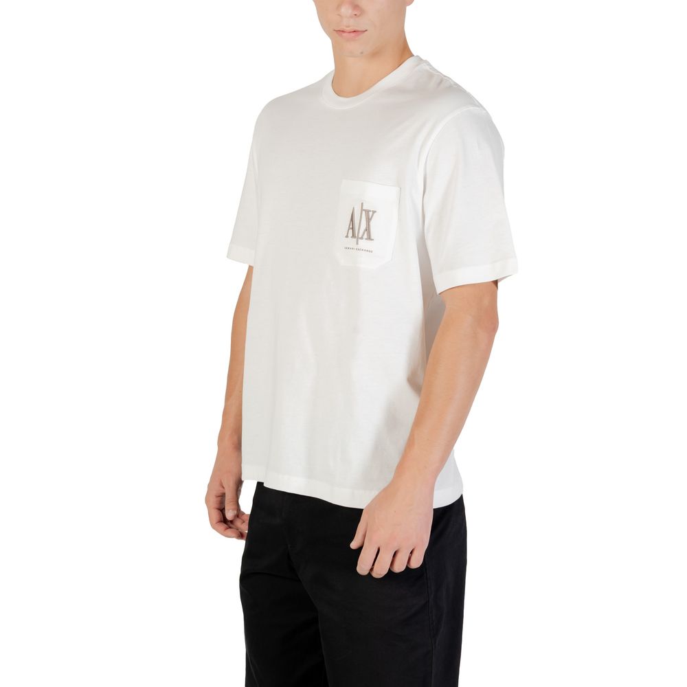 Armani Exchange Cream Cotton T-Shirt - Short Sleeve and Regular Fit -