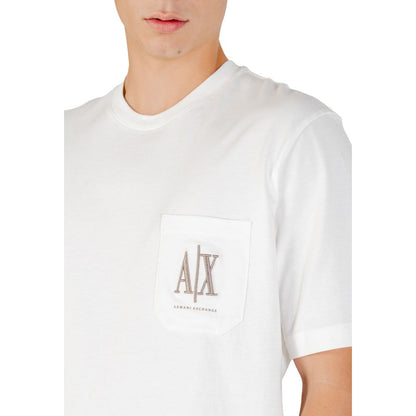 Armani Exchange Cream Cotton T-Shirt - Short Sleeve and Regular Fit -