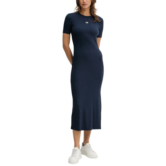 Vestido largo azul de modal Calvin Klein Jeans
