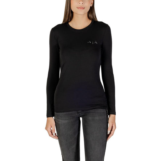 Camiseta de manga larga de algodón negra de Armani Exchange