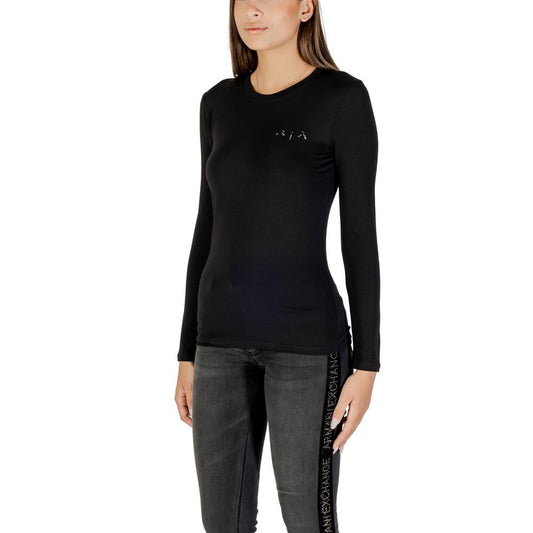 Camiseta de manga larga de algodón negra de Armani Exchange