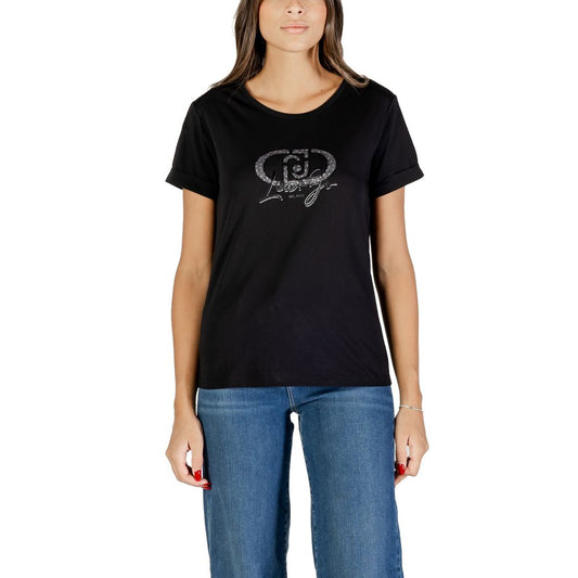 Camiseta de Algodón Negra Liu Jo