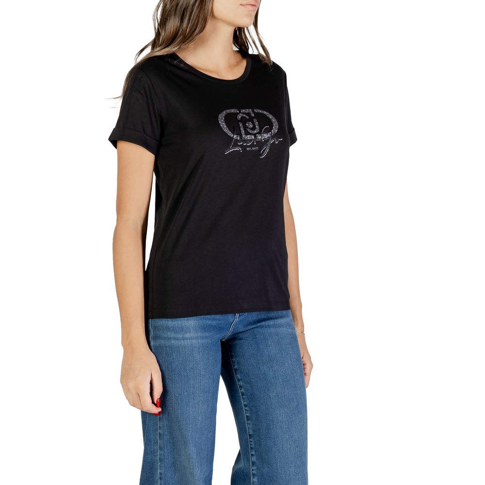 Camiseta de Algodón Negra Liu Jo