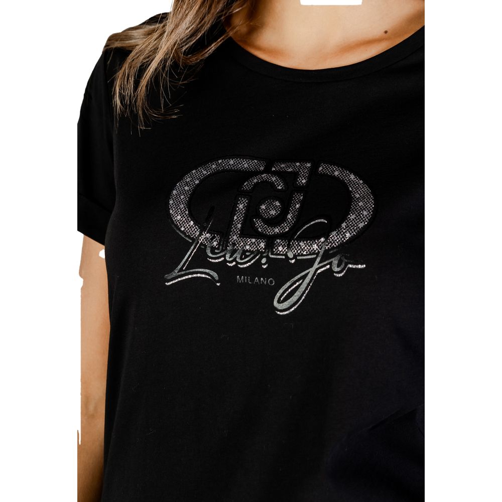 Camiseta de Algodón Negra Liu Jo
