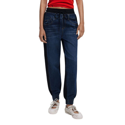 Pantalones Jogger De Algodón Azul Desigual Confort Atlético