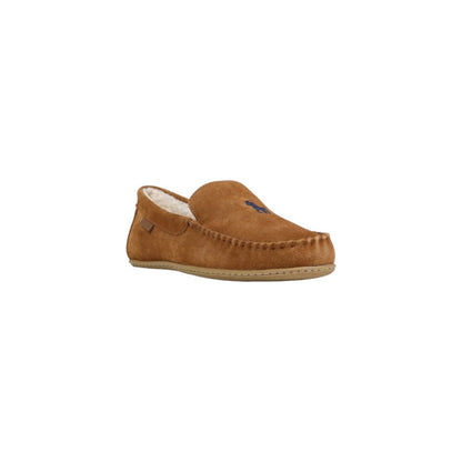 Pantuflas de cuero de ante marrón Ralph Lauren