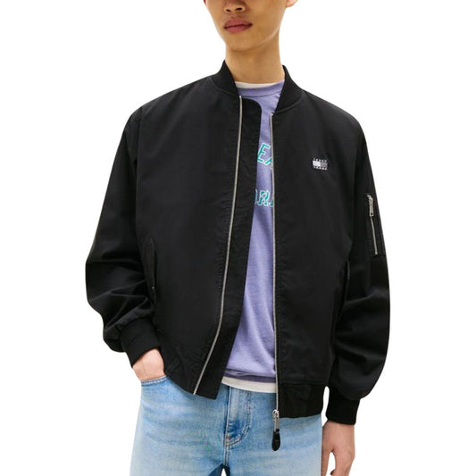 Tommy Hilfiger Jeans Chaqueta Bomber de Algodón Reciclado Negra