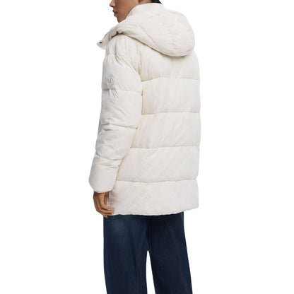 Desigual Cream Polyester Jacket - Quilted with Flock Detailing