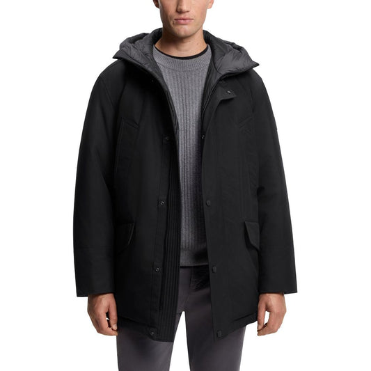 Chaqueta Larga Hugo Boss de Poliéster Negro