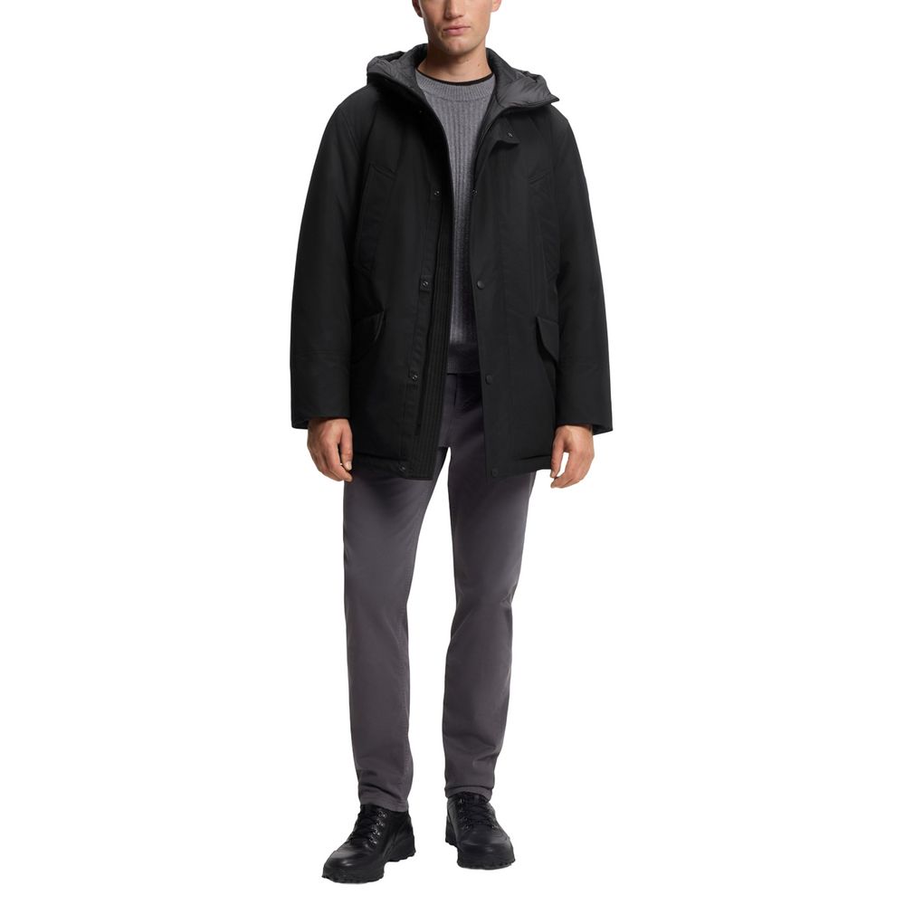 Chaqueta Larga Hugo Boss de Poliéster Negro
