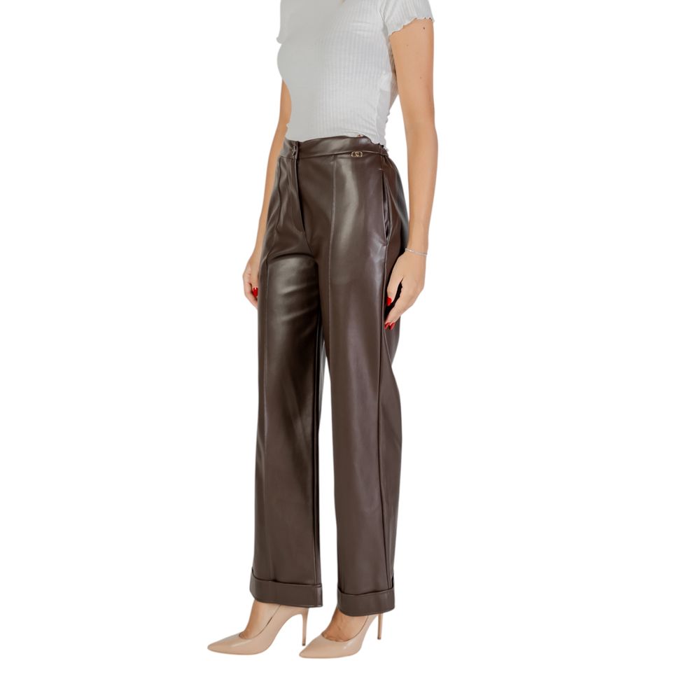 Pantalones casuales de poliéster marrón Liu Jo