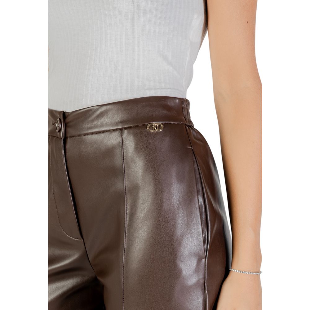 Pantalones casuales de poliéster marrón Liu Jo