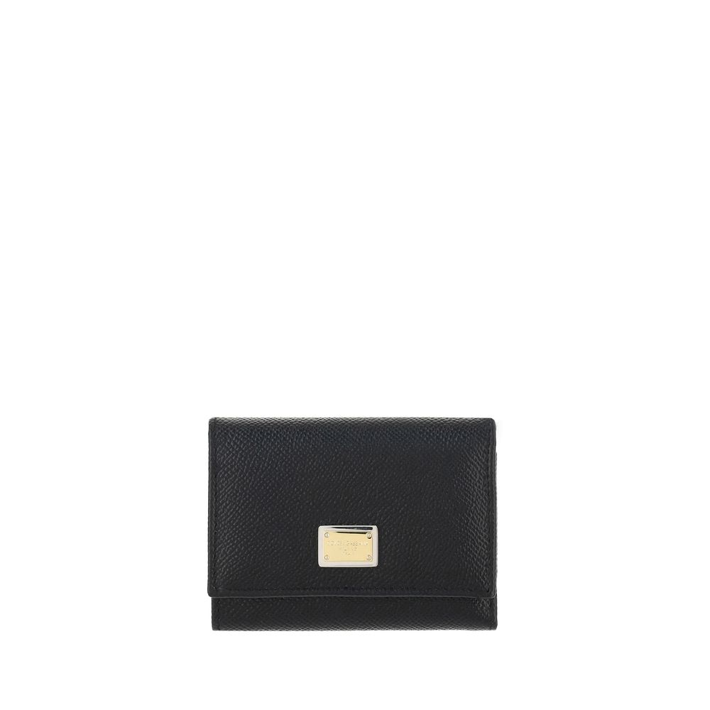Dolce & Gabbana Black Leather Bos Taurus Compact Design Wallet