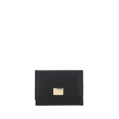 Dolce & Gabbana Black Leather Bos Taurus Compact Design Wallet