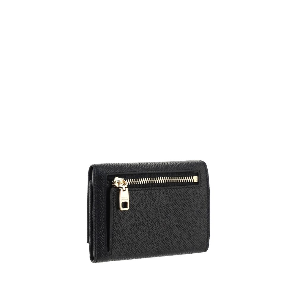 Dolce & Gabbana Black Leather Bos Taurus Compact Design Wallet