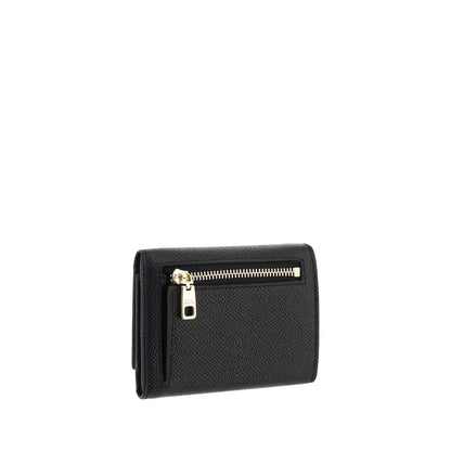 Dolce & Gabbana Black Leather Bos Taurus Compact Design Wallet