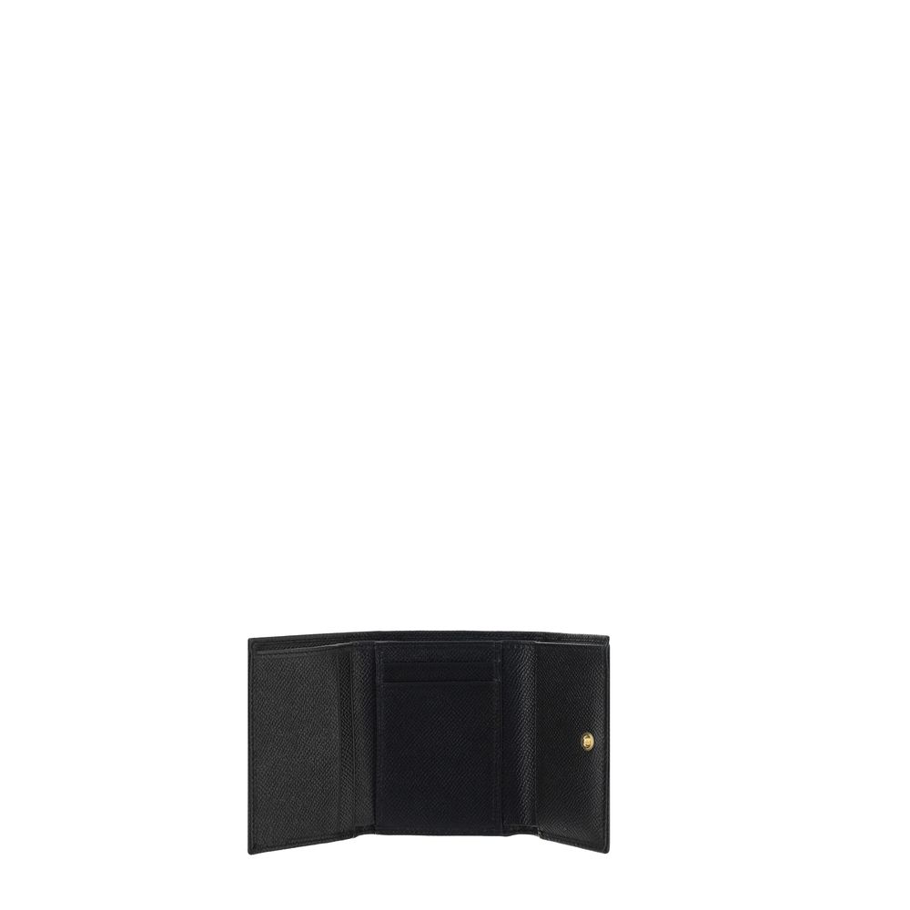 Dolce & Gabbana Black Leather Bos Taurus Compact Design Wallet
