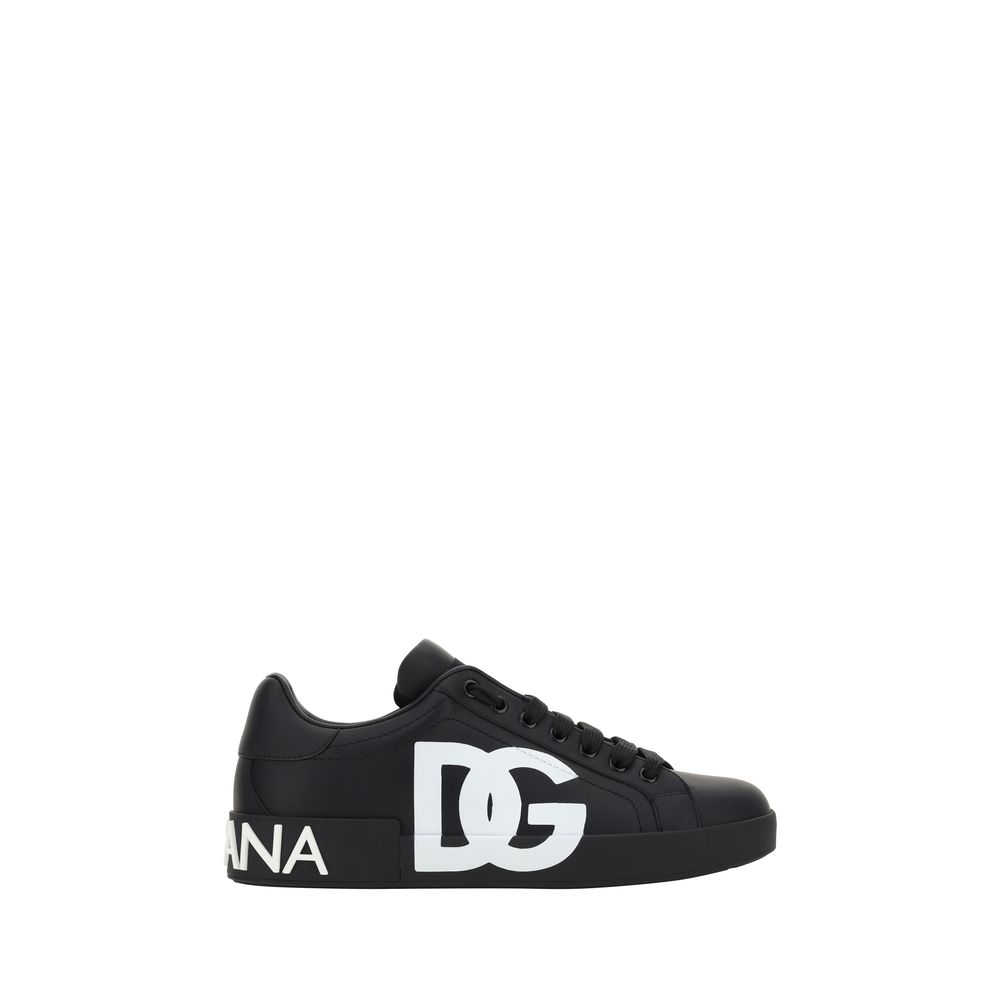 Zapatillas De Cuero De VacunoNegra Dolce & Gabbana Bos Taurus
