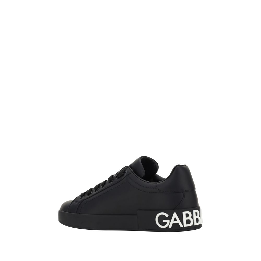 Zapatillas De Cuero De VacunoNegra Dolce & Gabbana Bos Taurus