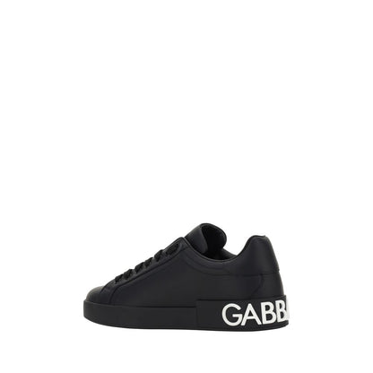 Zapatillas De Cuero De VacunoNegra Dolce & Gabbana Bos Taurus