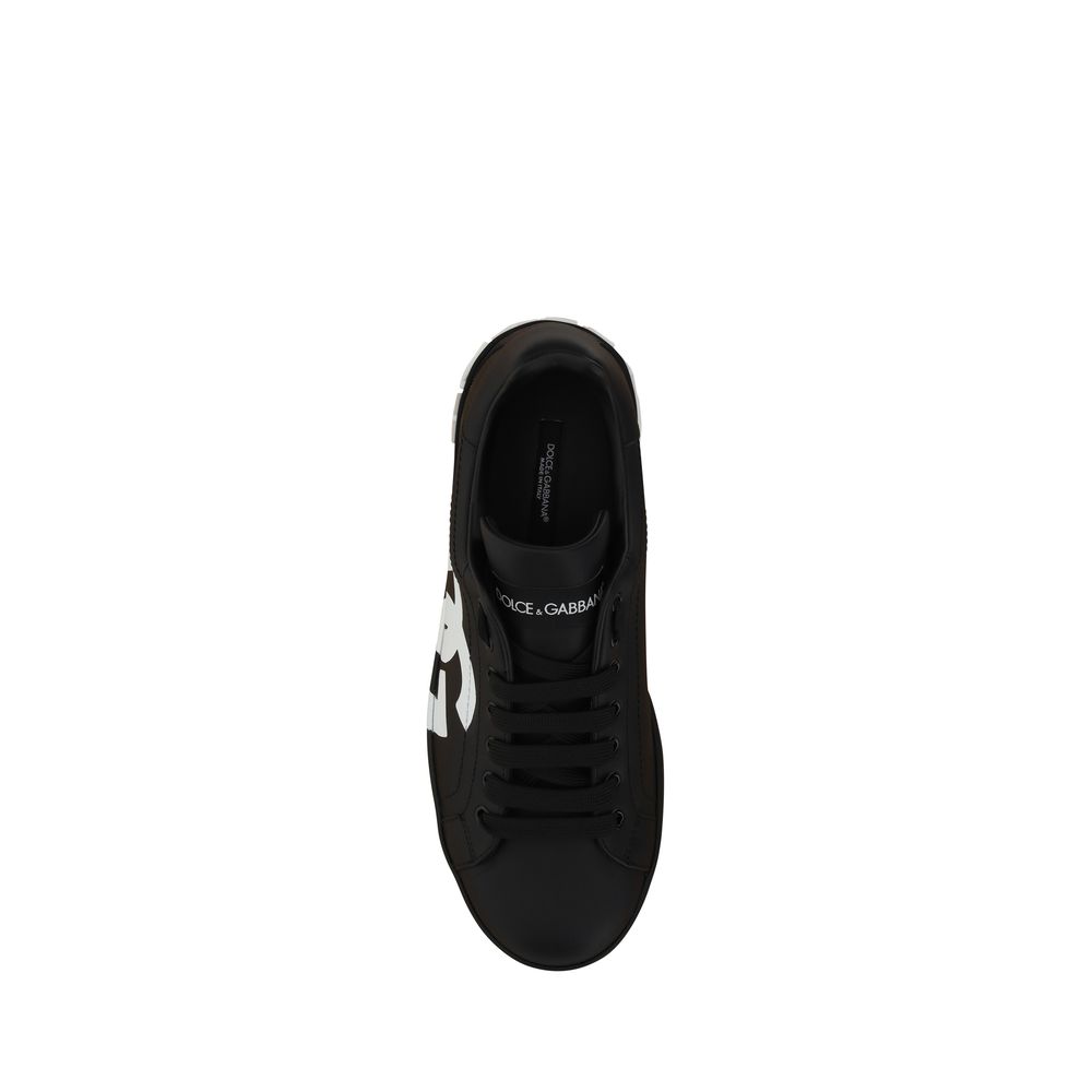 Zapatillas De Cuero De VacunoNegra Dolce & Gabbana Bos Taurus