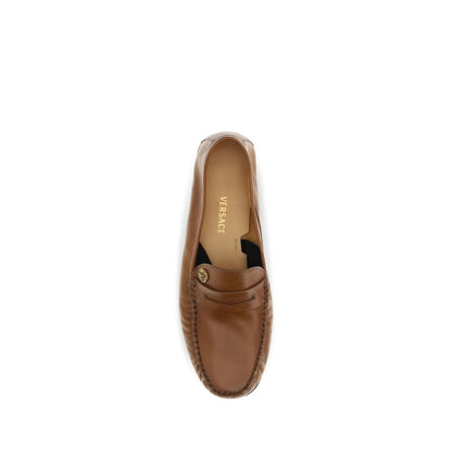 Mocasines sin cordones Versace de piel de becerro marrón Bos Taurus