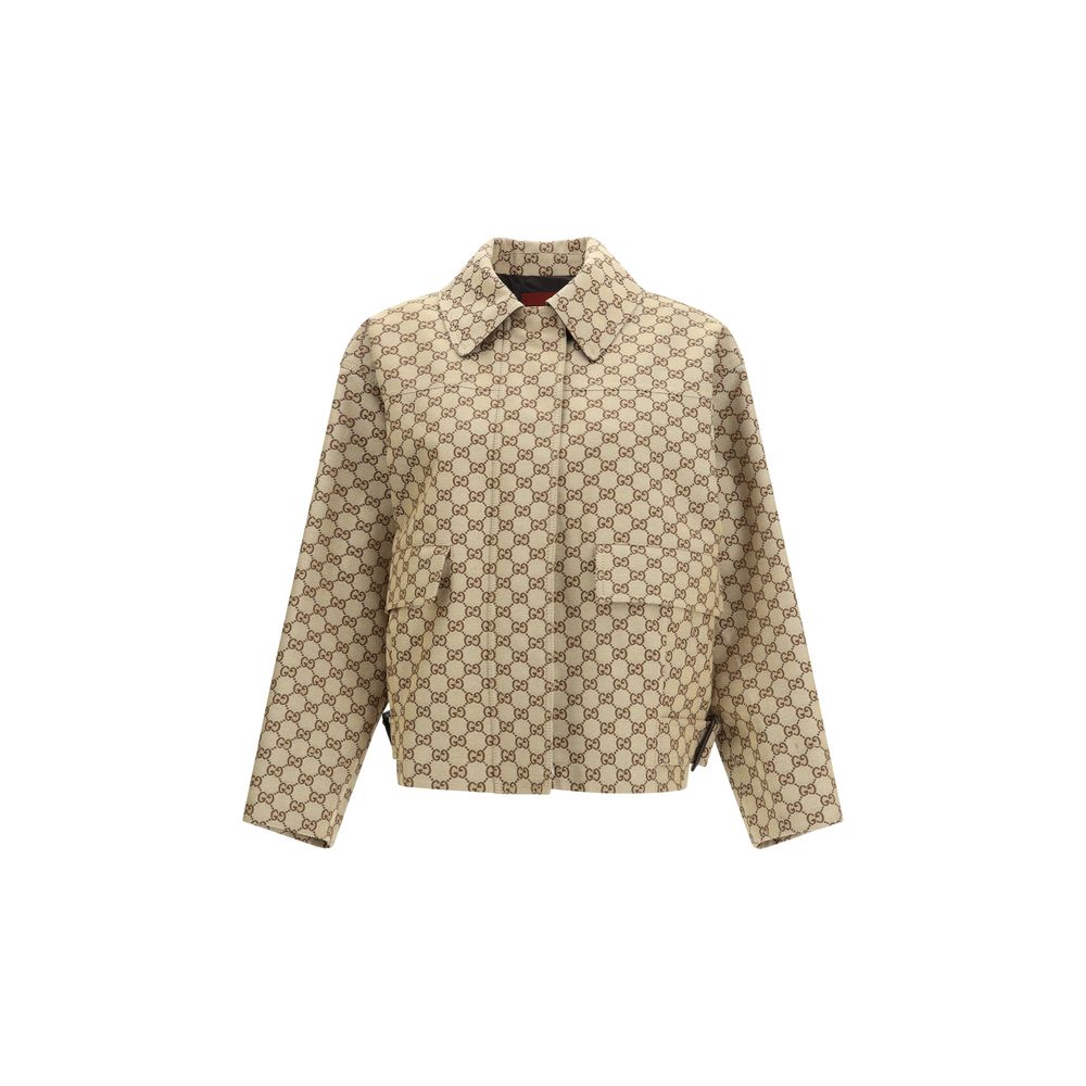 Chaqueta bomber Gucci de algodón beige