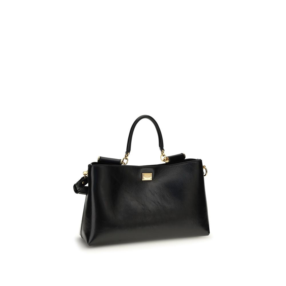 Dolce & Gabbana Bolso De Hombro En Piel De VacunoNegra Bos Taurus