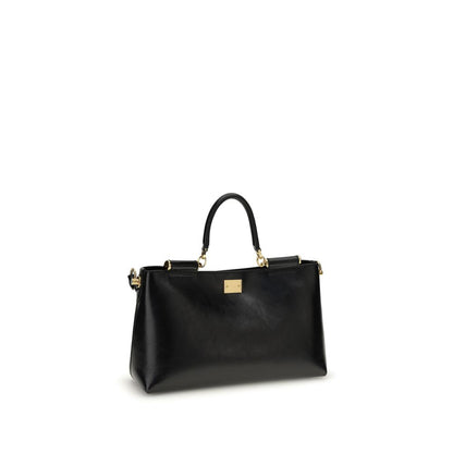 Dolce & Gabbana Bolso De Hombro En Piel De VacunoNegra Bos Taurus