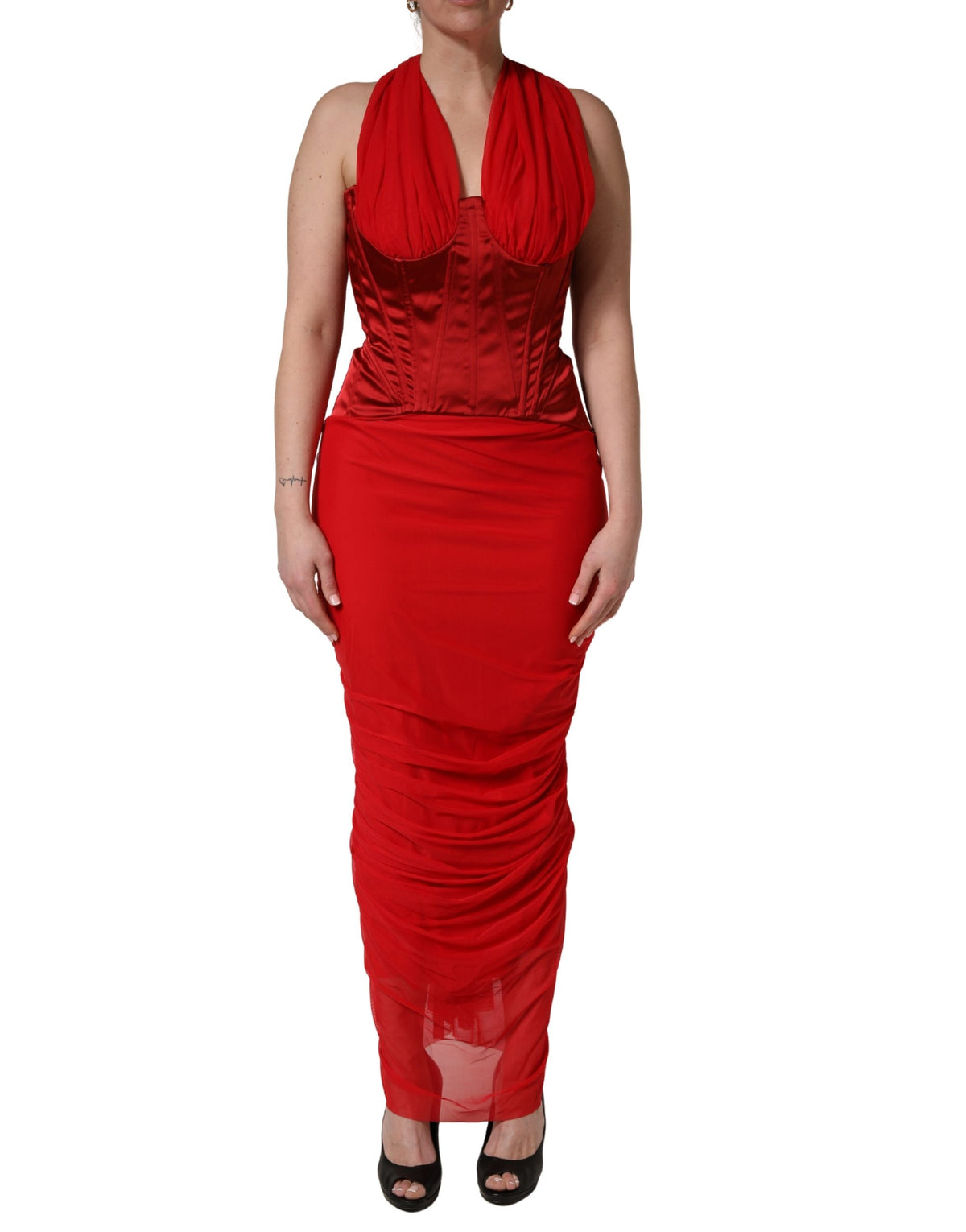 Robe fourreau rouge sans manches Dolce & Gabbana avec corset dos nu
