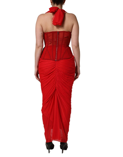 Robe fourreau rouge sans manches Dolce & Gabbana avec corset dos nu