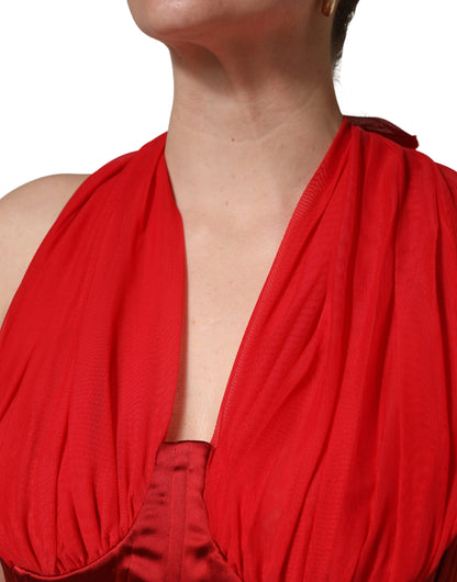 Robe fourreau rouge sans manches Dolce & Gabbana avec corset dos nu