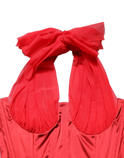 Robe fourreau rouge sans manches Dolce & Gabbana avec corset dos nu