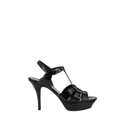 Sandales Saint Laurent noires en cuir de veau avec talon aiguille Bos Taurus