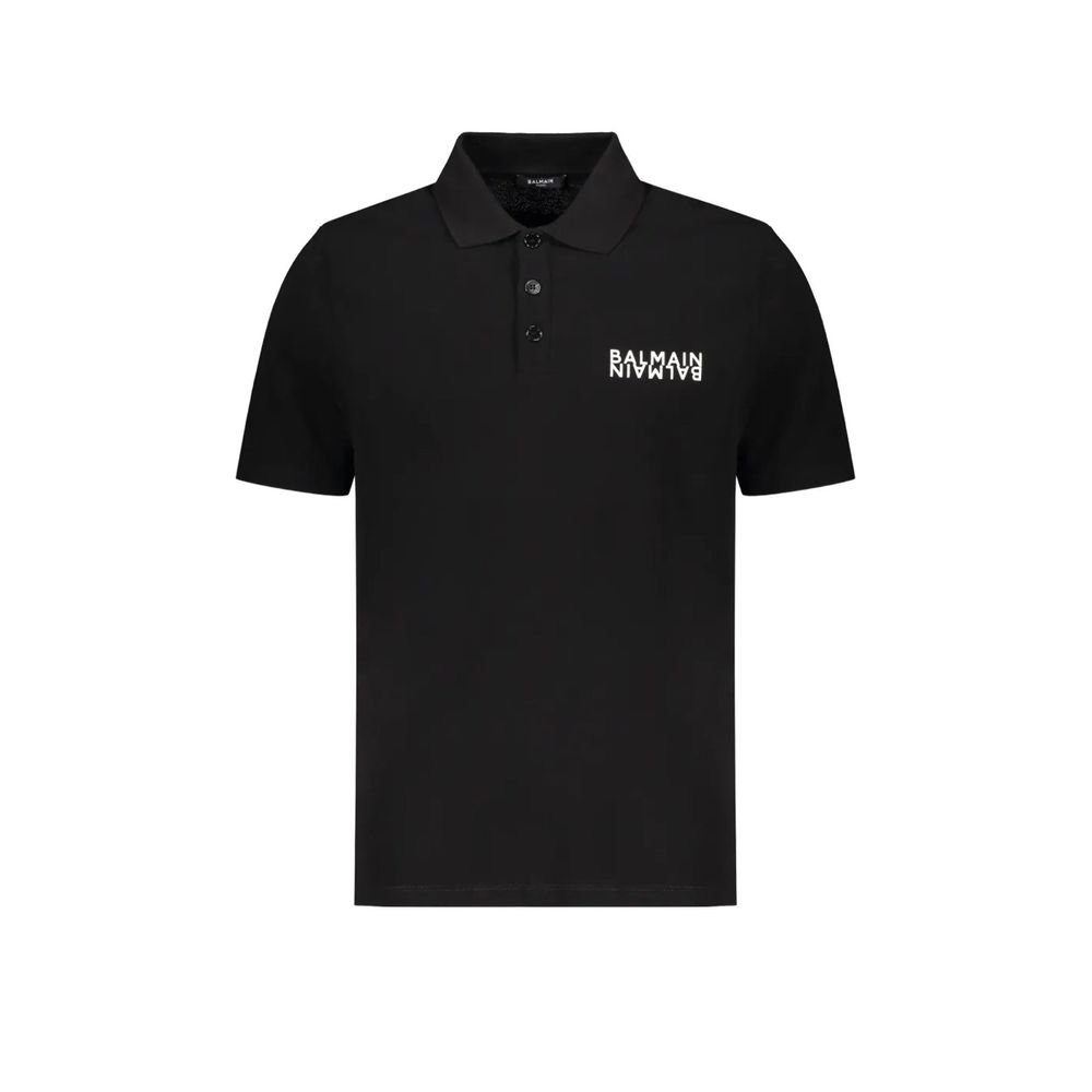 Polo Balmain de algodón negro