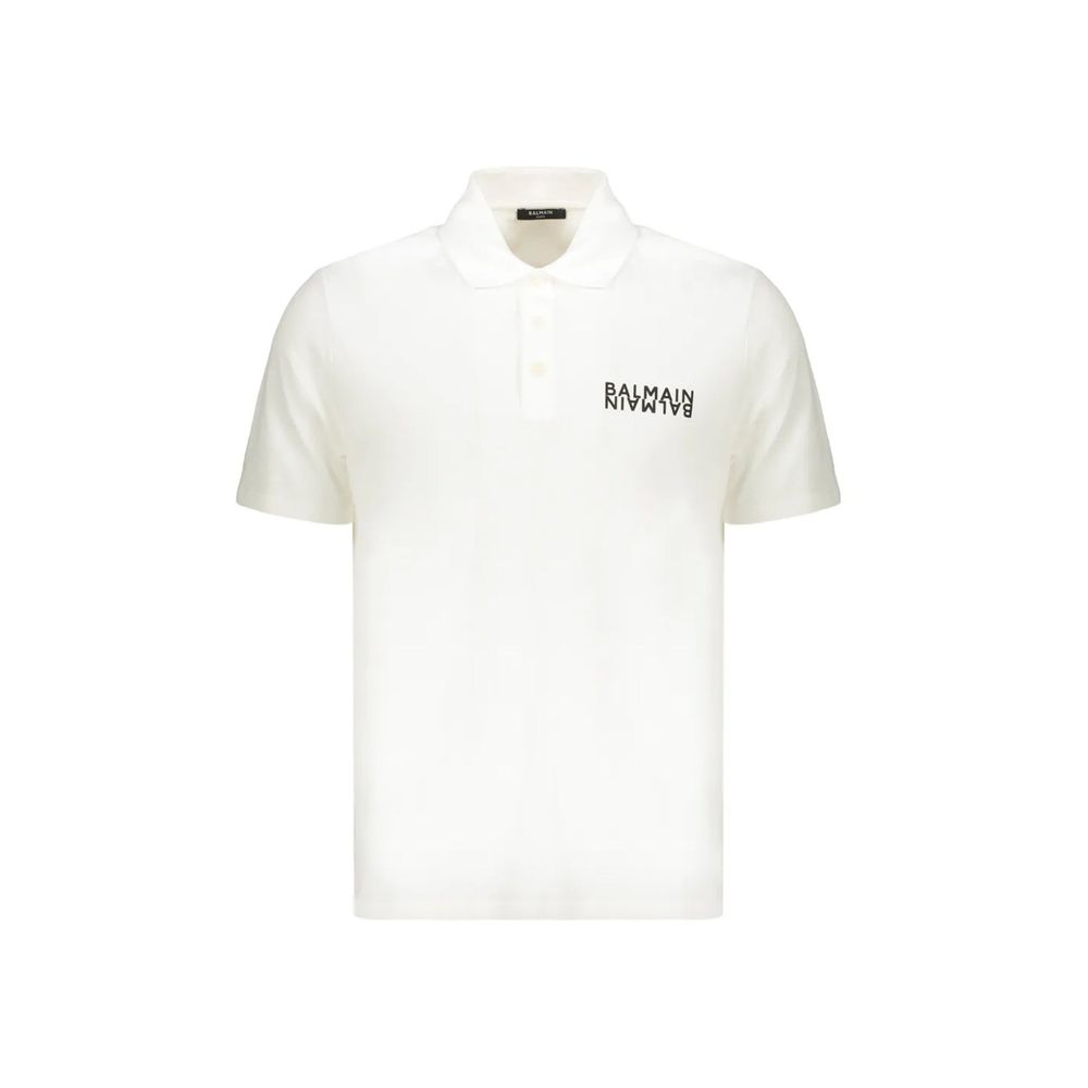 Polo de algodón blanco Balmain