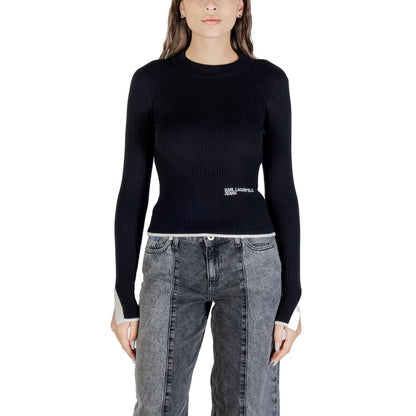 Jersey De Viscosa Negro Con Acabados Depurados Karl Lagerfeld