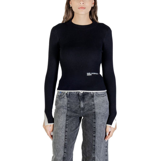 Jersey De Viscosa Negro Con Acabados Depurados Karl Lagerfeld