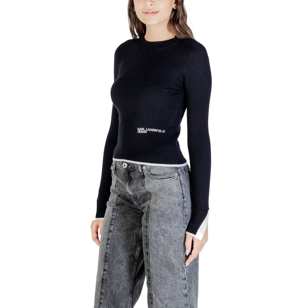 Jersey De Viscosa Negro Con Acabados Depurados Karl Lagerfeld