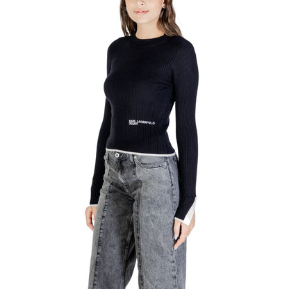 Jersey De Viscosa Negro Con Acabados Depurados Karl Lagerfeld