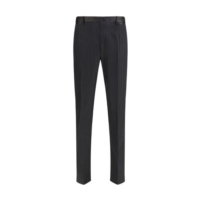 Pantalon de Costume en Laine Noire Oves Aries Dolce & Gabbana
