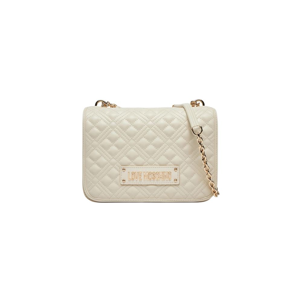 Bolso de mano de polietileno beige Love Moschino