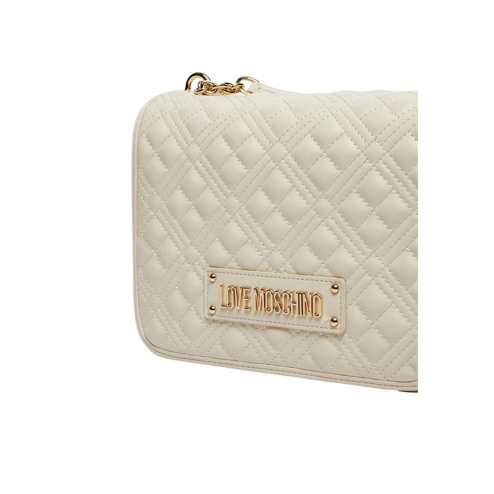 Bolso de mano de polietileno beige Love Moschino