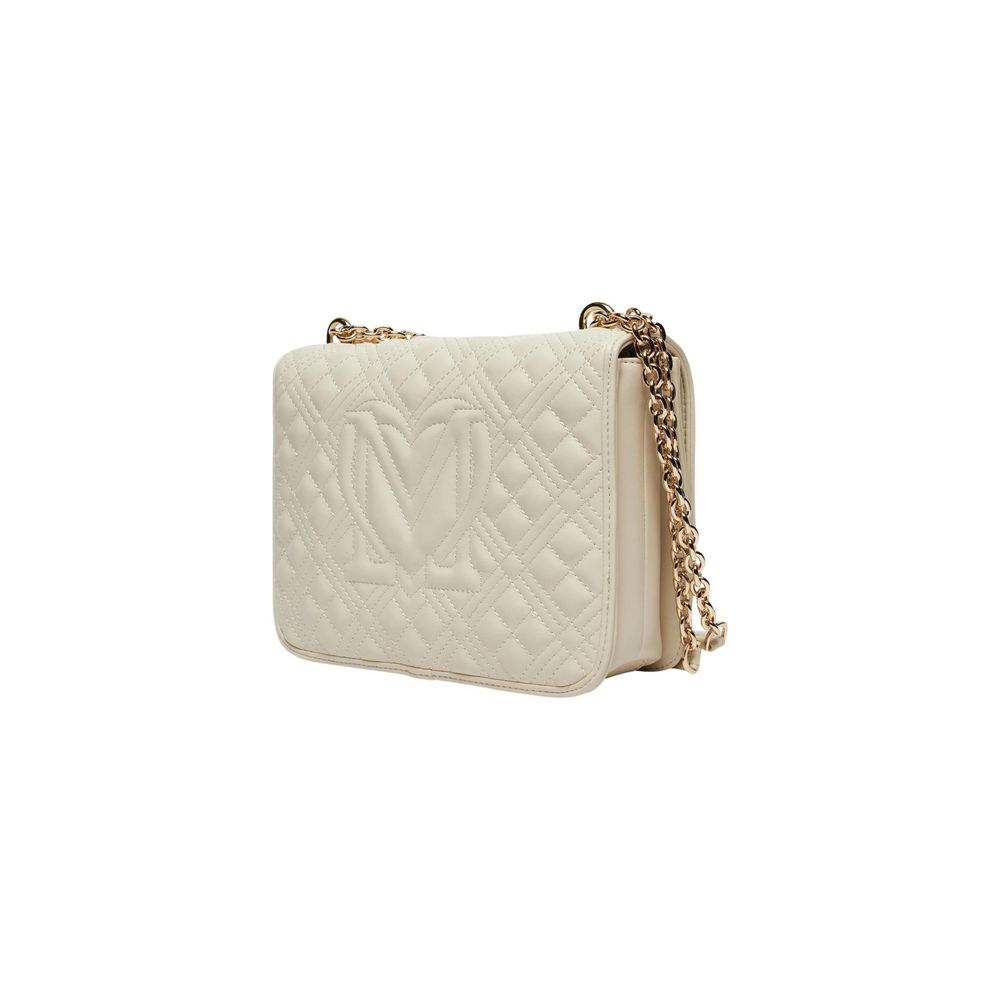 Bolso de mano de polietileno beige Love Moschino