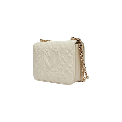 Bolso de mano de polietileno beige Love Moschino